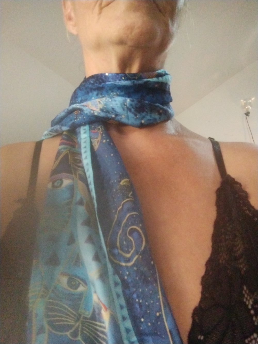 Laurel Burch Blue Cat & Butterfly Velvet Scarf - Picture 7 of 7